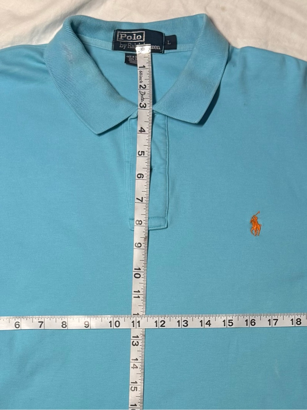 Polo Ralph Lauren Shirt Men’s Large Blue W/Orange Pony Casual Short Sleeve